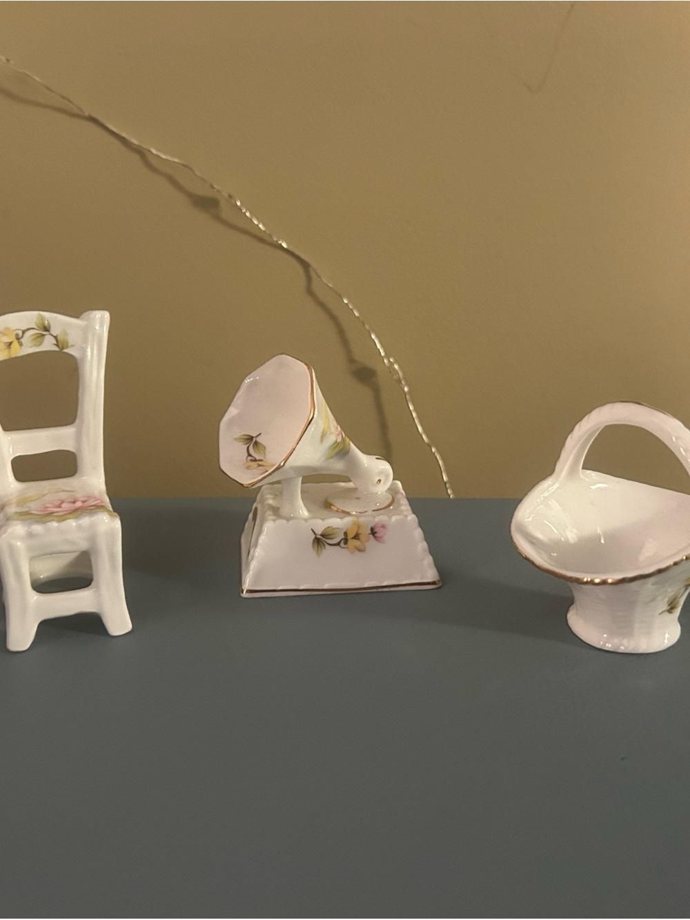 Porcelain Bone China Figurine in White with Floral Accents